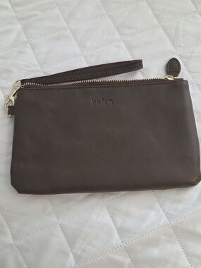 Befen Dark Brown Leather Wristlet Clutch